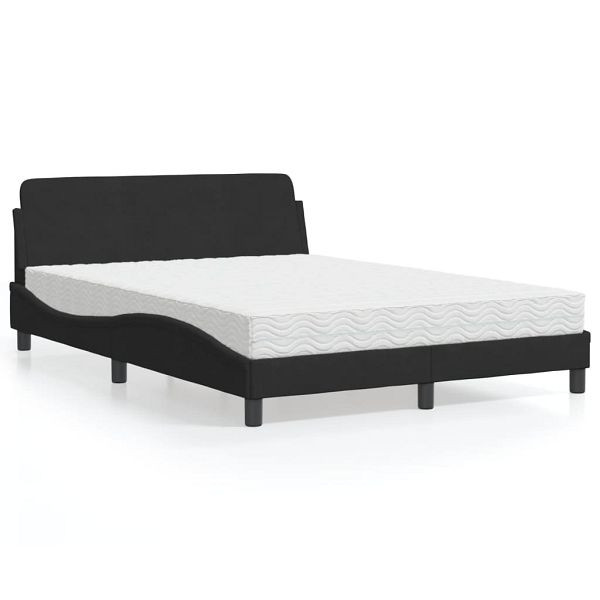 vidaXL Bett mit Matratze Schwarz 140x190 cm Samt, 3208393