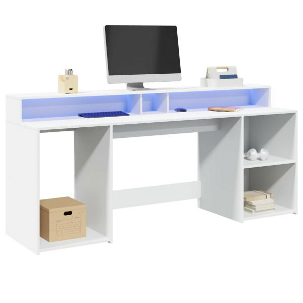 vidaXL LED-Schreibtisch Weiß 200x55x91 cm Holzwerkstoff, 3309438