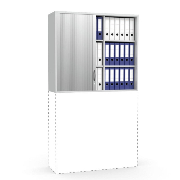 Deskin Rollladen-Aufsatzschrank MULTI M, Dekor lichtgrau, B 1200 x H 1055 x T 420 mm, 271924