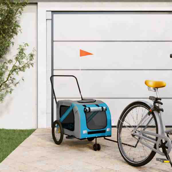vidaXL Fahrradanhänger Hunde Blau und Grau Oxford-Gewebe und Eisen, 93904