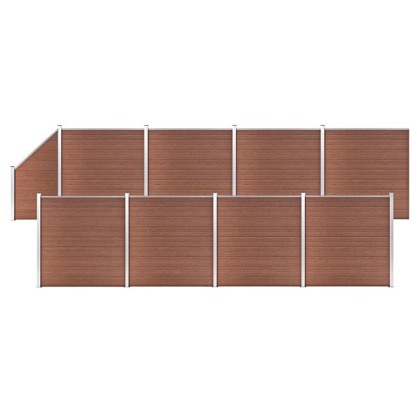 vidaXL WPC Zaun-Set 8 Quadrate + 1 Schräge 1484x186 cm Braun, 3053222