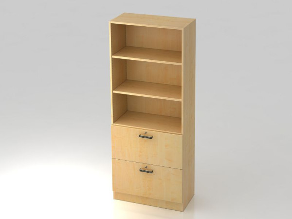 Hammerbacher Schrank 5OH, 2HR, Sockelblende Streifengriff Ahorn/Ahorn, 80x42x200,4 cm (BxTxH), V7300/3/3/SG