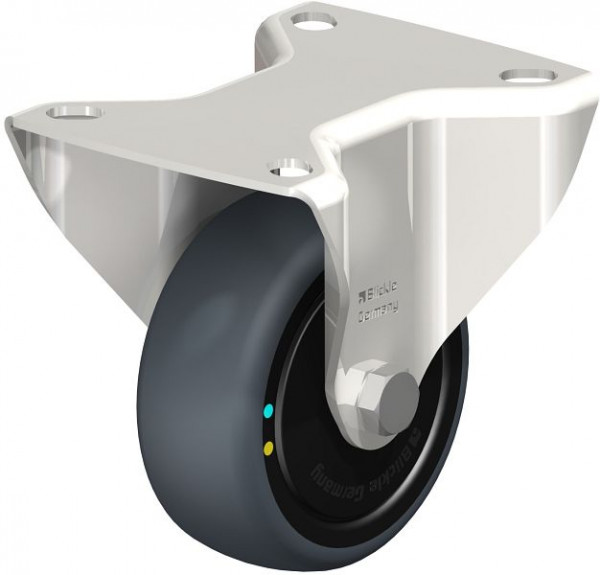 Blickle BX-TPA 80KD-ELS-FK Edelstahl-Bockrolle mit Anschraubplatte, Thermoplastisches Gummi-Elastomer, Grau, 853598