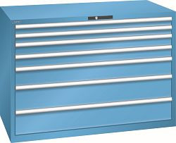 LISTA Schubladenschrank 78x36E (BxTxH) 1431x725x1000mm KEY Lock, Lichtblau, 7 Schubladen, Traglast Schubladen 75 - 200 kg, , 78.856.010