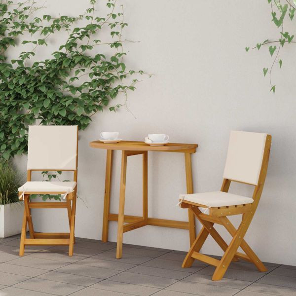 vidaXL Außen Bistro-Stühle mit Kissen 2-teilig Cremeweiß 38 x 46 x 85 cm, 42028099