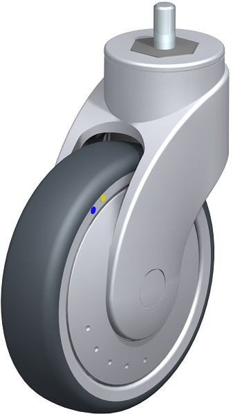 Blickle LWGXE-TPA 126XK-ELS-FK-GSX10 Kunststoff-Lenkrolle WAVE, rostfrei, mit Gewindestift, Thermoplastisches Gummi-Elastomer, Grau, 748754