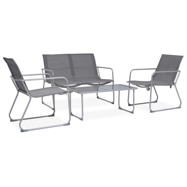 vidaXL 4-tlg. Garten-Lounge-Set Stoff und Stahl Grau, 44351