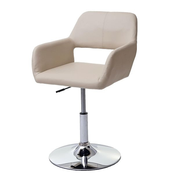 Mendler Esszimmerstuhl HWC-A50 III, Stuhl Küchenstuhl, Retro 50er Jahre, Kunstleder, creme, Chromfuß, 63927