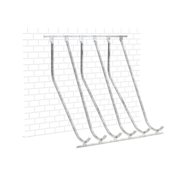 Stein HGS Fahrradparker/Schräghochparker -Barcelona-, einseitig, 4 Einstellplätze /1400mm, zur Wandbefestigung, 10878
