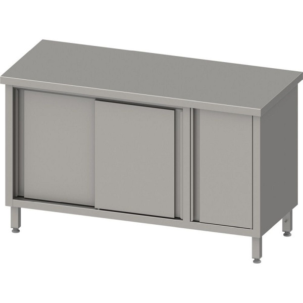Stalgast Arbeitsschrank mit Schiebetüren 2000x600x850mm, mit Flügeltürschrank rechts, ohne Aufkantung, verschweißt, VAS20608R