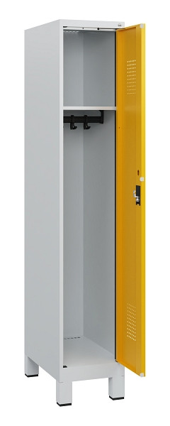 C+P Spind Evolo PLUS, Füße, 1 Abteil, 1630x300x500mm, 7035/1004, Zylinderschloss, 0490105-10 S10019