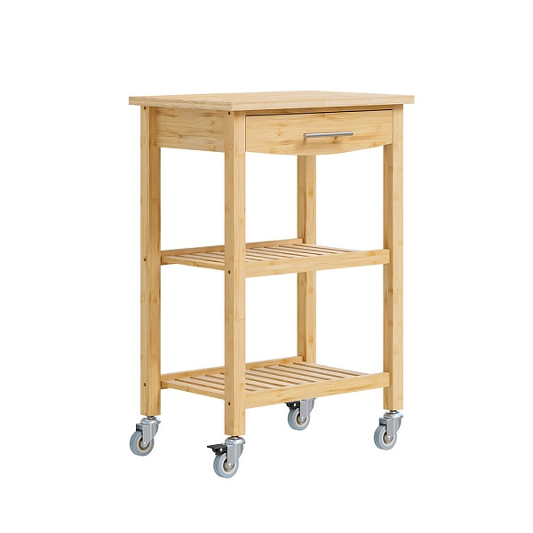 SoBuy Küchenwagen, Rollbarer Servierwagen mit großzügiger Ablagefläche, Stabiler Küchenhelfer für vielseitige Einsätze, 58×40×86 cm, FKW135-N