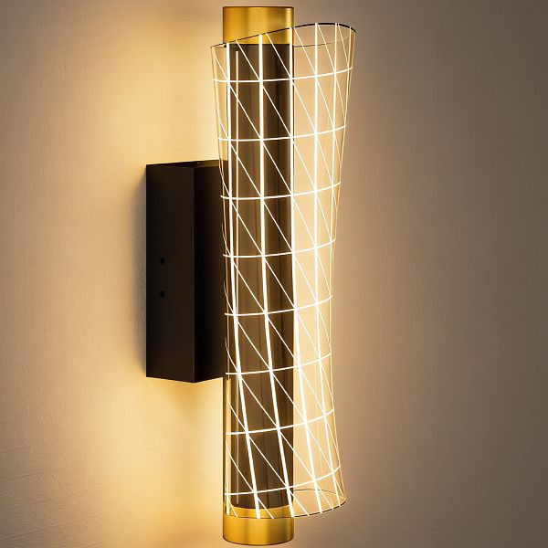 HOMCOM Wandleuchte Innen Wandlampe mit LED Lichte, Gitterdesign, Dimmbar Nachttischlampe Metall, Schwarz, B31-565V00BK