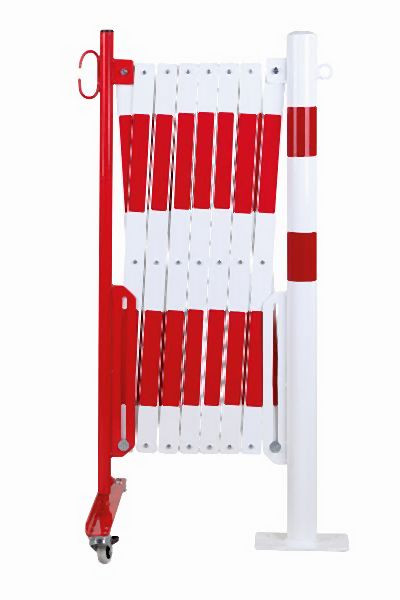 CRASH STOP Scherengitter rot-weiß 4,0m mit Pfosten Ø60mm, 70-60