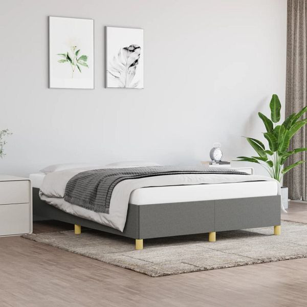 vidaXL Bettgestell Dunkelgrau 140x190 cm Stoff, Polyester, 347158