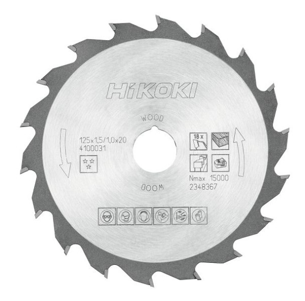 HiKOKI TCT Kreissägeblatt Holz 125x20 Z18 Flach- / Wechselzahn, 4100031