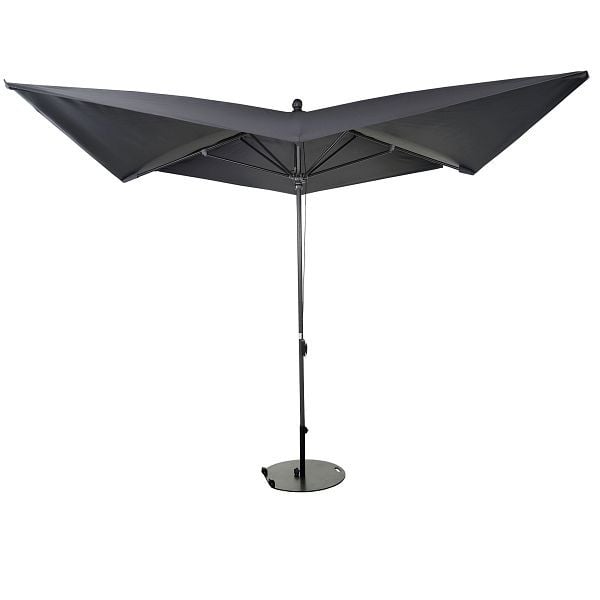 Mendler Luxus-Sonnenschirm HWC-A37, Marktschirm Gartenschirm, 3x3m (Ø4,24m) Polyester/Alu 10kg, anthrazit mit Ständer, 59345+59337
