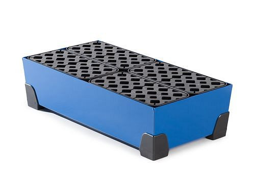 DENIOS Kleingebindewanne Vario 40, lackierter Stahl, mit PE-Gitterrost, Auffangvolumen 40 Liter, 250690