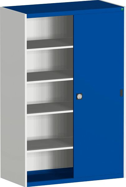 bott cubio Schiebetürenschrank bestückt mit 4 Fachböden BxTxH: 1300 x 650 x 2000 mm, RAL 7035/5010, 40022065.11V