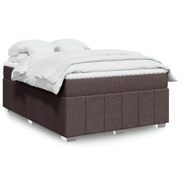 vidaXL Boxspringbett mit Matratze Dunkelbraun 140x200 cm Stoff, 3285480