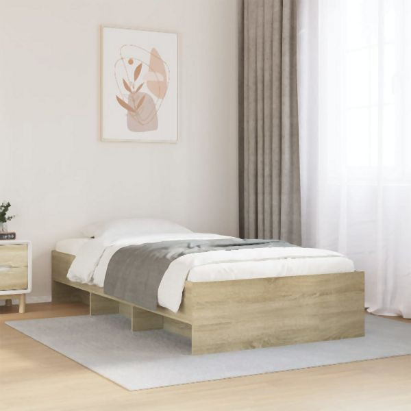 vidaXL Bettgestell ohne Matratze Sonoma-Eiche 100x200 cm Holzwerkstoff, 3295669
