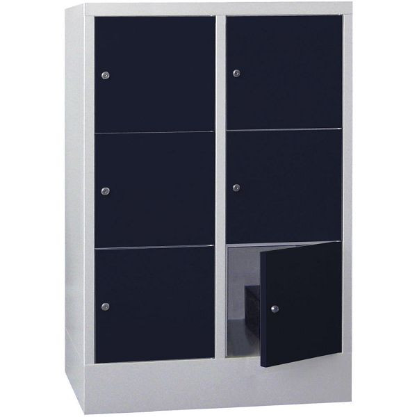 Deskin Schließfachschrank CLASSIC mit glatten Türen, Korpus lichtgrau, Türen Anthrazitgrau, H 1187 x B 800 x T 500 mm, 264095