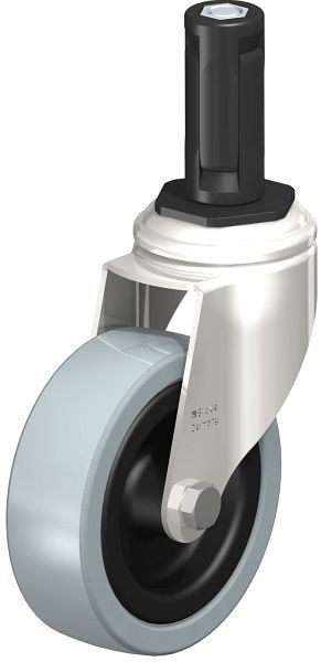 Blickle LKRXA-VPA 101G-11-EXR13 Edelstahl-Apparate-Lenkrolle mit Expander, Vollgummi, Grau, 853266