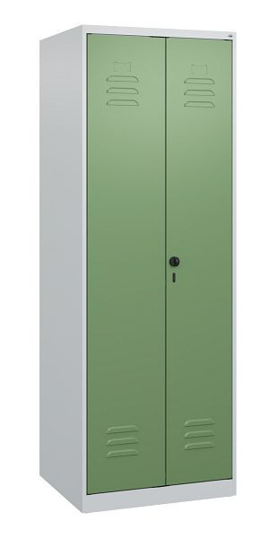 C+P Umkleidespind Classic PLUS SW, 2 Abteile, 1700x600x500mm, 7035/6011, Drehriegel, 0800027-20 S10006