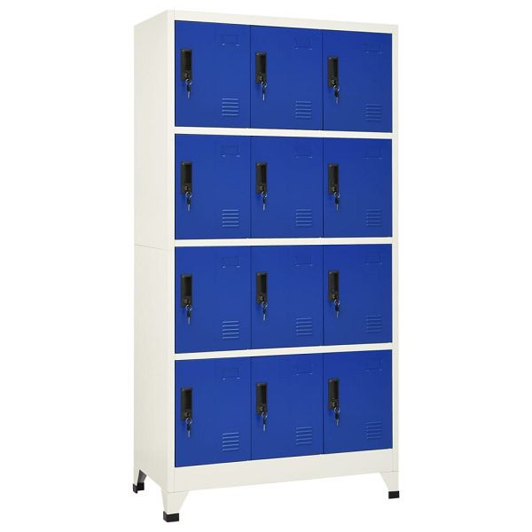 vidaXL Schließfachschrank Grau und Blau 90x45x180 cm Stahl, 339818