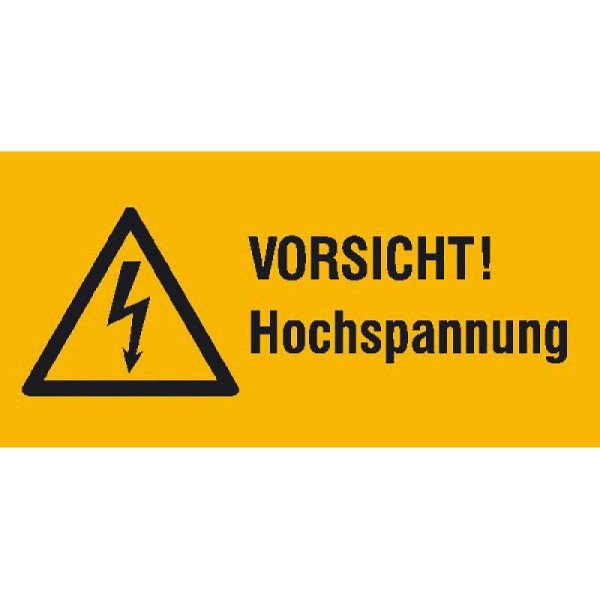 Stein HGS Elektrokennzeichnung/Warnkombischild, VORSICHT! Hochspannung, 52 x 26 mm / Folie, 9er-Bogen, 30.1307