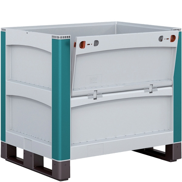 BITO Schwerlastbehälter SL mit Kufe /Klappe /SLK 86426K 800x600x420 Kufe Klappe längsseitig, C0814-0005