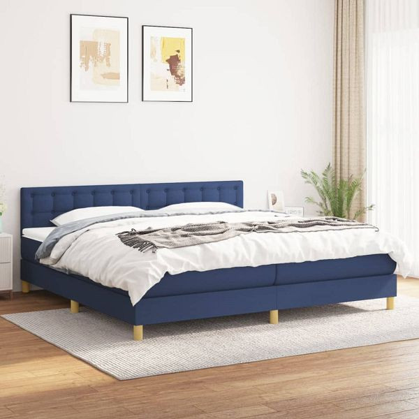 vidaXL Boxspringbett mit Matratze Blau 200x200 cm Stoff, 3140967
