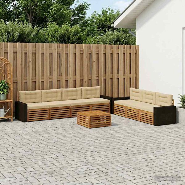 vidaXL Outdoor-Sofagarnitur 8-teilig Natur und Beige 79 x 79 x 37 cm, 3383126