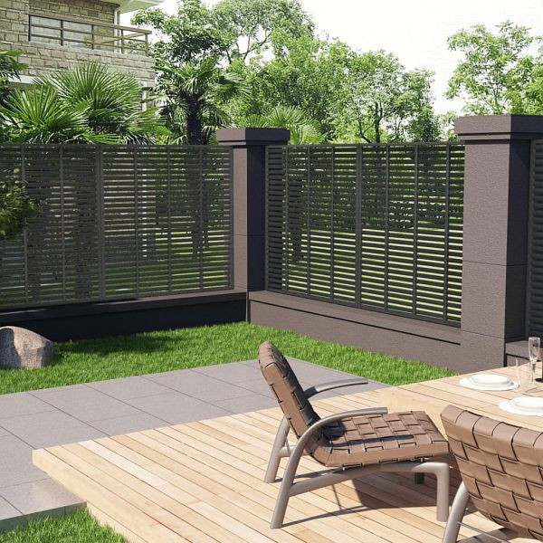 vidaXL Lamellenzaun WPC 180x180 cm Dunkelgrau, 318108, 8720286761434