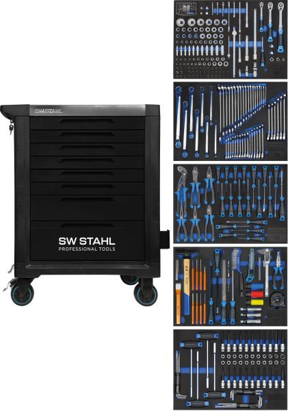 SW-Stahl Profi-Werkstattwagen TT801, schwarz, bestückt, 341-teilig, Z3111