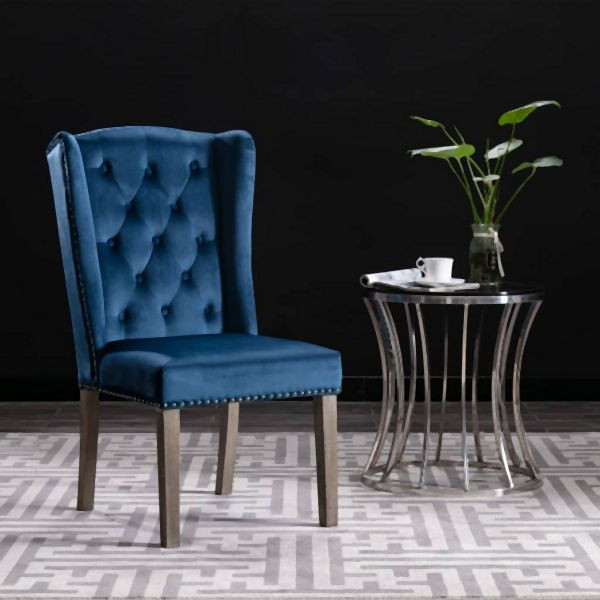 vidaXL Esszimmerstuhl Blau Samt, klassische Note, 287950