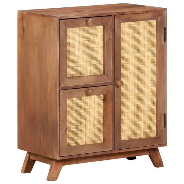 vidaXL Sideboard 60x35x75 cm Massivholz Mango, naturgeflecht, 323596