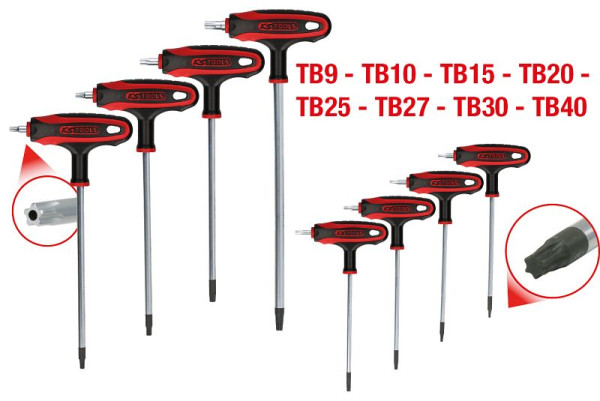 KS Tools T-Griff-Torx-Winkelstiftschlüssel-Satz, 8-teiligBohrung, 151.8165