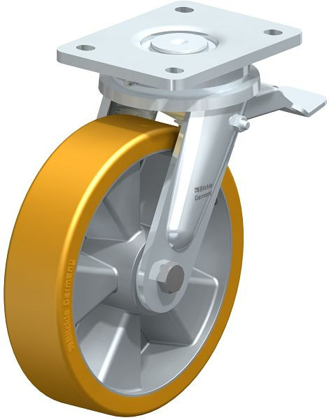 Blickle LO-ALTH 200K-ST Stahlgeschweißte Schwerlast-Lenkrolle mit Feststeller, Blickle Extrathane®, Hellbraun, 299917