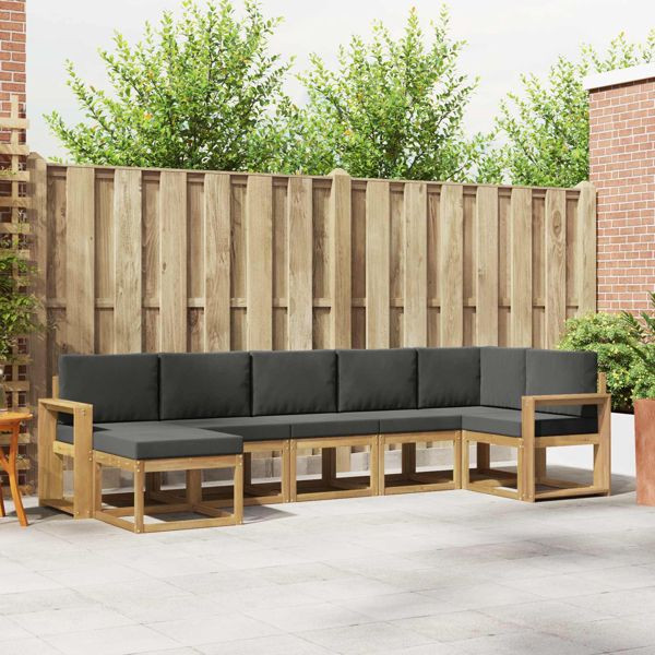 vidaXL Outdoor-Sofagarnitur 7-teilig Weiß und Anthrazit Polyester, 3387951