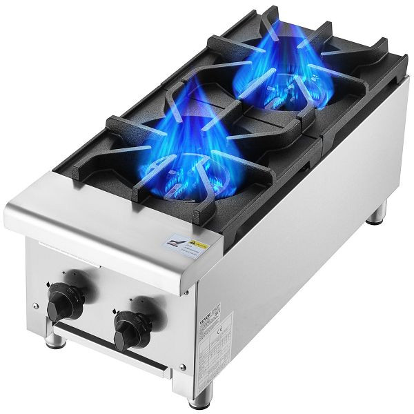 VEVOR Kommerzieller Gasherd mit 2 Brennern, Arbeitsplatte Kochplatte Küche, SYTSRQZBDJK28D53HV0