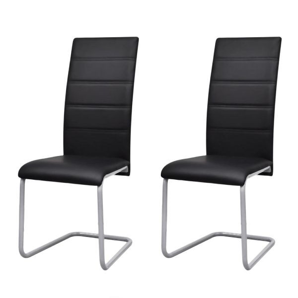 vidaXL Freischwinger 2 Stk. Schwarz Kunstleder, schlank, 242289