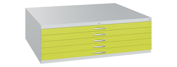 C+P Flachablageschrank Serie 7100_7200, H420xB1350xT960mm, 7035/0024, 5 Schubladenblenden doppelwandig, 7200-000 S10382