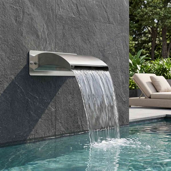 vidaXL Pool-Wasserfall mit LED Edelstahl 304 30 x 9 x 26 cm Silber, 42040587