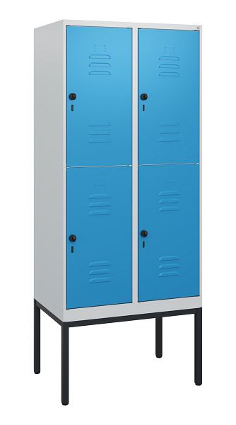 C+P Doppelstöckiger Spind Classic PLUS, Gestell, 2 Abteile, 1950x800x500mm, 7035/5012, Drehriegel, 0803305-22 S10004