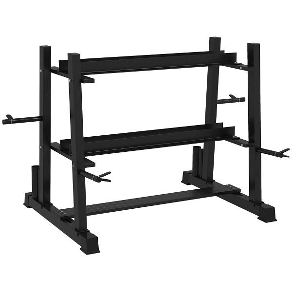 SPORTNOW Hantelständer für Kurzhantel, Kugelhantel, Hantelscheiben, 3 Etagen, anpassbar, Stahl, 131 x 75 x 80 cm, schwarz, A91-298V00BK