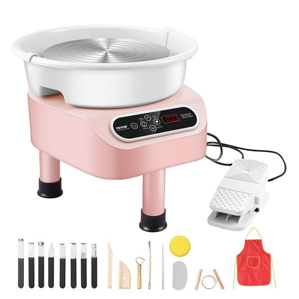 VEVOR Töpferscheibe Keramik Rad Maschine Pedal 350W 25cm Rosa 3 Stützfüße, ZQLPJSJS10YCC3VHLV2