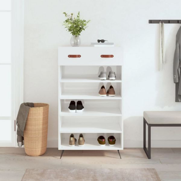 vidaXL Schuhschrank Hochglanz-Weiß 60x35x105 cm Holzwerkstoff, 829582