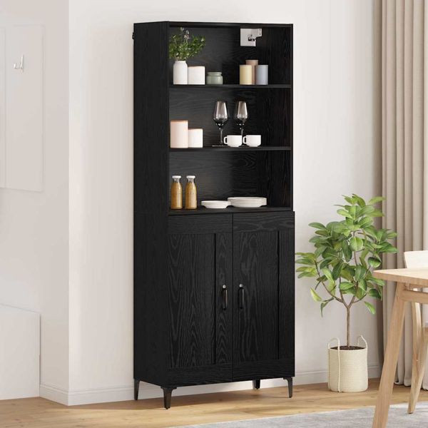 vidaXL Sideboard Wandmontiert 2 pcs Schwarz Eichen-Optik Holzwerkstoff, 3403591