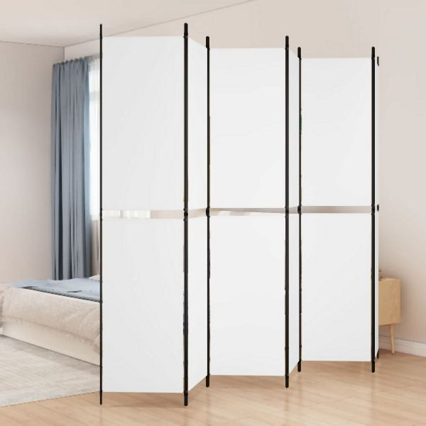 vidaXL 6-teilig Paravent Weiß 300x220 cm Abmessung Stoff, 350254